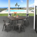 Industrieel design set met tafel 80x80 cm en 4 stoelen Hustle Voorraad