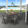 Industrieel design set met tafel 80x80 cm en 4 stoelen Hustle Voorraad