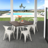Ensemble  table 80x80cm design industriel + 4 chaises style bar cuisine hustle white Choix