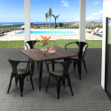 tafelset 80x80cm 4 stoelen industrieel design stijl keuken bar hustle black Voorraad