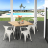 Set met tafel 80x80 cm en 4 stoelen in industrieel design Reims Light Voorraad