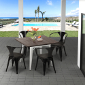 table 80x80 + 4 chaises style Lix industriel cuisine et bar hustle wood white Modèle