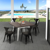 table 80x80 + 4 chaises style Lix industriel cuisine et bar hustle wood white Modèle