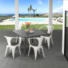Industrieel set met tafel 80x80 cm en 4 stoelen van hout en metaal Century Wood Keuze