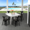 Industrieel set met tafel 80x80 cm en 4 stoelen van hout en metaal Century Wood White Keuze