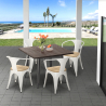 table cuisine 80x80cm + 4 chaises style bois industriel hustle top light Réductions