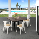 table 80x80 + 4 chaises style Lix en métal cuisine et bar hustle black top light Réductions