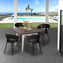 Set met vierkante tafel 80x80 cm en 4 stoelen in modern industrieel design Reeve White Voorraad