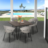 Horeca set met 4 moderne stoelen en tafel 80x80 cm in industrieel design Maeve Dark Voorraad