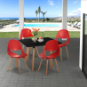 Ensemble Table Noire 80x80cm Carrée 4 Chaises cuisine salle à manger restaurant Design Scandinave Dax Dark Remises
