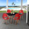 Set van zwarte vierkante tafel 80x80cm en 4 stoelen in Scandinavisch design Dax Dark Korting