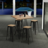 Industriële set met 4 barkrukken en hoge tafel 60x60 cm Oudin Aanbod