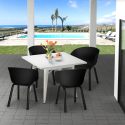Set van 4 polypropyleen en metalen stoelen en vierkante tafel van 80x80 cm Krust Light Catalogus
