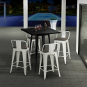 Set met hoge zwarte metalen tafel 60x60 cm en 4 barkrukken Buch Black Keuze