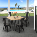 Set van 4 vintage stijl stoelen en industriële keukentafel 80x80 cm Hedges Light Voorraad