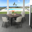 Set met vierkante tafel 80x80 cm en 4 stoelen in modern design Howe Dark Voorraad