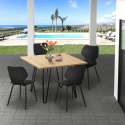 Industriële set met vierkante tafel 80x80 cm en 4 polypropyleen stoelen Sartis Light Voorraad
