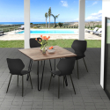 Industriële set met vierkante tafel 80x80 cm en 4 polypropyleen stoelen Sartis Voorraad
