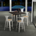 ensemble table 60x60cm et 4 tabourets de style bar cuisine industriel bruck top light Réductions