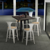 Industriële set met hoge tafel 60x60 cm en 4 barkrukken Bruck Black Top Light Kortingen