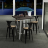 Set met hoge tafel 60x60 cm en 4 industriële metalen barkrukken Bruck White Top Light Kortingen