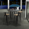Industriële set met 4 vintage barkrukken en hoge tafel 60x60 cm Rush Aanbod