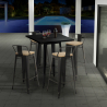 set van 4 vintage krukjes industriële zwarte hoge tafel 60x60cm rush black Aanbod