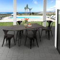 Set met tafel 120x60 cm en 4 stoelen in industriële stijl van staal en hout Wismar Wood Keuze