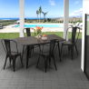 conjunto 4 cadeiras vintage mesa de jantar 120x60cm madeira metal summit Voorraad