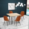 Industriële set met tafel 80x80 cm met 4 kunstleren design stoelen Wright Light Kortingen
