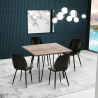 Industriële set met tafel 80x80 cm met 4 kunstleren design stoelen Wright Kortingen