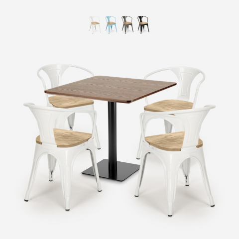 ensemble table horeca 90x90cm bar restaurant et 4 chaises style Lix dunmore Promotion