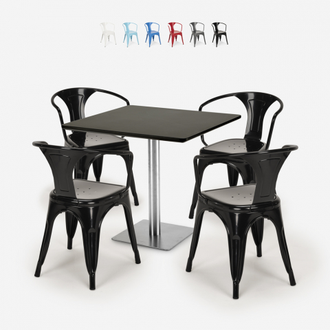 ensemble table horeca 90x90cm bar restaurant cuisine 4 chaises style Lix heavy Promotion