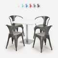 Horeca set met tafel 90x90 cm en 4 stoelen Heavy White Aanbieding