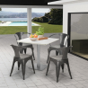 Horeca set met tafel 90x90 cm en 4 stoelen Heavy White Voorraad