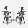set 4 stoelen Lix bar restaurants salontafel horeca 90x90cm wit just white Kosten