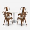 ensemble de 4 chaises style bar restaurant table horeca 90x90cm blanc just white 