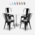 set 4 stoelen bar restaurants salontafel horeca 90x90cm wit just white Aanbieding