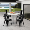 Horeca set met tafel 90x90 cm en 4 stoelen Just White Keuze