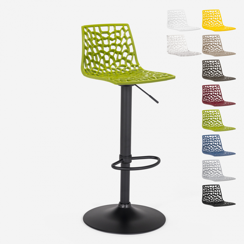 Verstelbare design barstoel met mat zwart onderstel Grand Soleil Spider Matt 