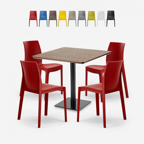 Horeca salontafel set 90x90cm 4 stoelen stapelbaar restaurant bar keuken Jasper Aanbieding