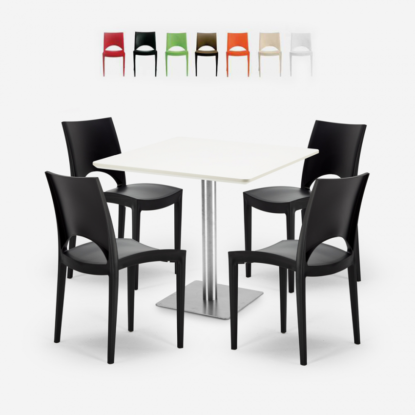 Horeca set met salontafel 90x90 cm en 4 stoelen Prince White Aanbieding Horeca set met salontafel 90x90 cm en 4 stoelen Prince White Aanbieding