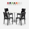 Ensemble de 4 Chaises Empilables et 1 Table Blanche 90x90cm Bar Restaurant Café Horeca Prince White Promotion