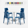 Horeca set met salontafel 90x90 cm en 4 stoelen Yanez White Aanbod