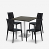 Set van 4 poly rotan stoelen bar restaurant salontafel 90x90cm Barrett Black Catalogus