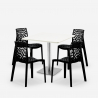 Lot De 4 Chaises Empilables Polypropylène Table Blanc 90x90cm Horeca Dustin White 