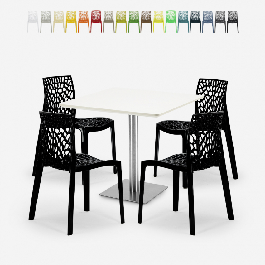 Lot De 4 Chaises Empilables Polypropylène Table Blanc 90x90cm Horeca Dustin White Lot De 4 Chaises Empilables Polypropylène Table Blanc 90x90cm Horeca Dustin White