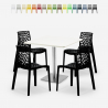 Horeca set met salontafel 90x90 cm en 4 stapelbare design stoelen Dustin White Kosten