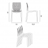 Horeca set met salontafel 90x90 cm en 4 stapelbare design stoelen Dustin White 