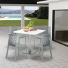 Horeca set met salontafel 90x90 cm en 4 stapelbare design stoelen Dustin White 